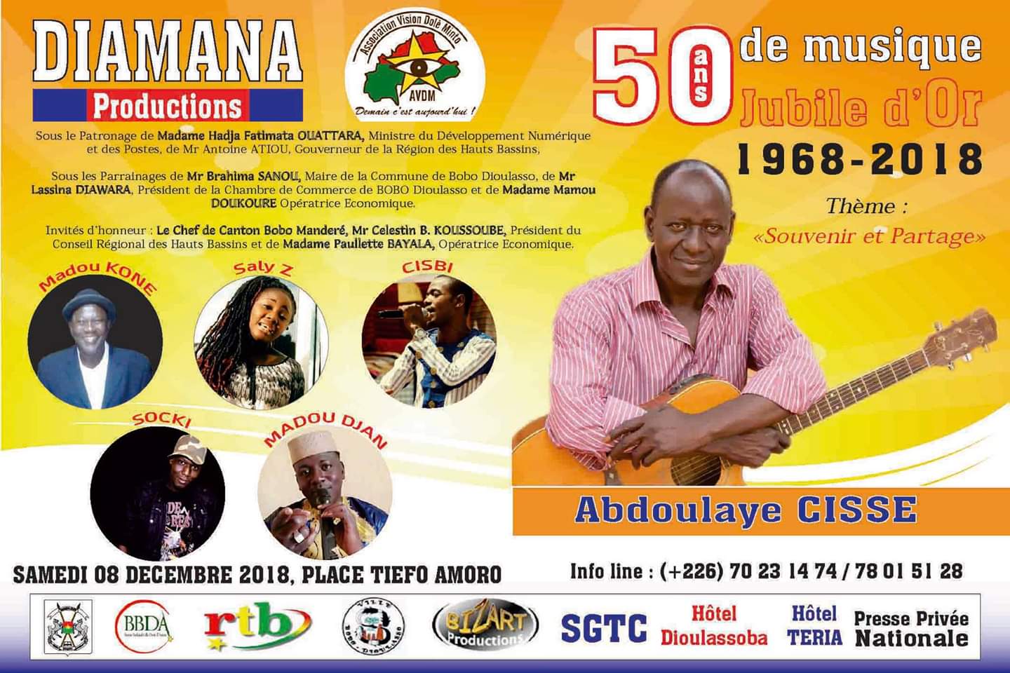  Show-biz : Abdoulaye Cissé en concert géant à Bobo pour ses 50 ans de carrière musicale (1968- 2018).