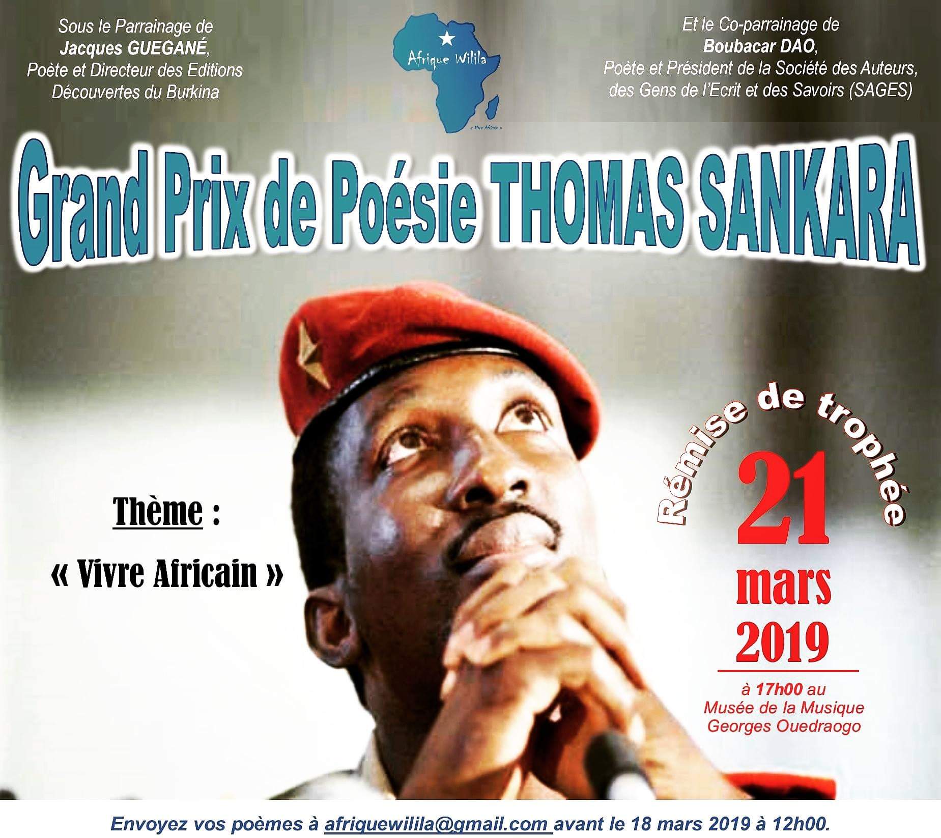  Un « Grand Prix de la Poésie Thomas Sankara » pour commémorer la Journée Internationale de la Poésie au Burkina Faso.