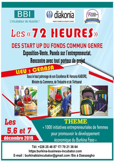  Burkina Business Incubator : Les 72 heures du (FCG), se tiendront du 05 au 07 décembre 2019