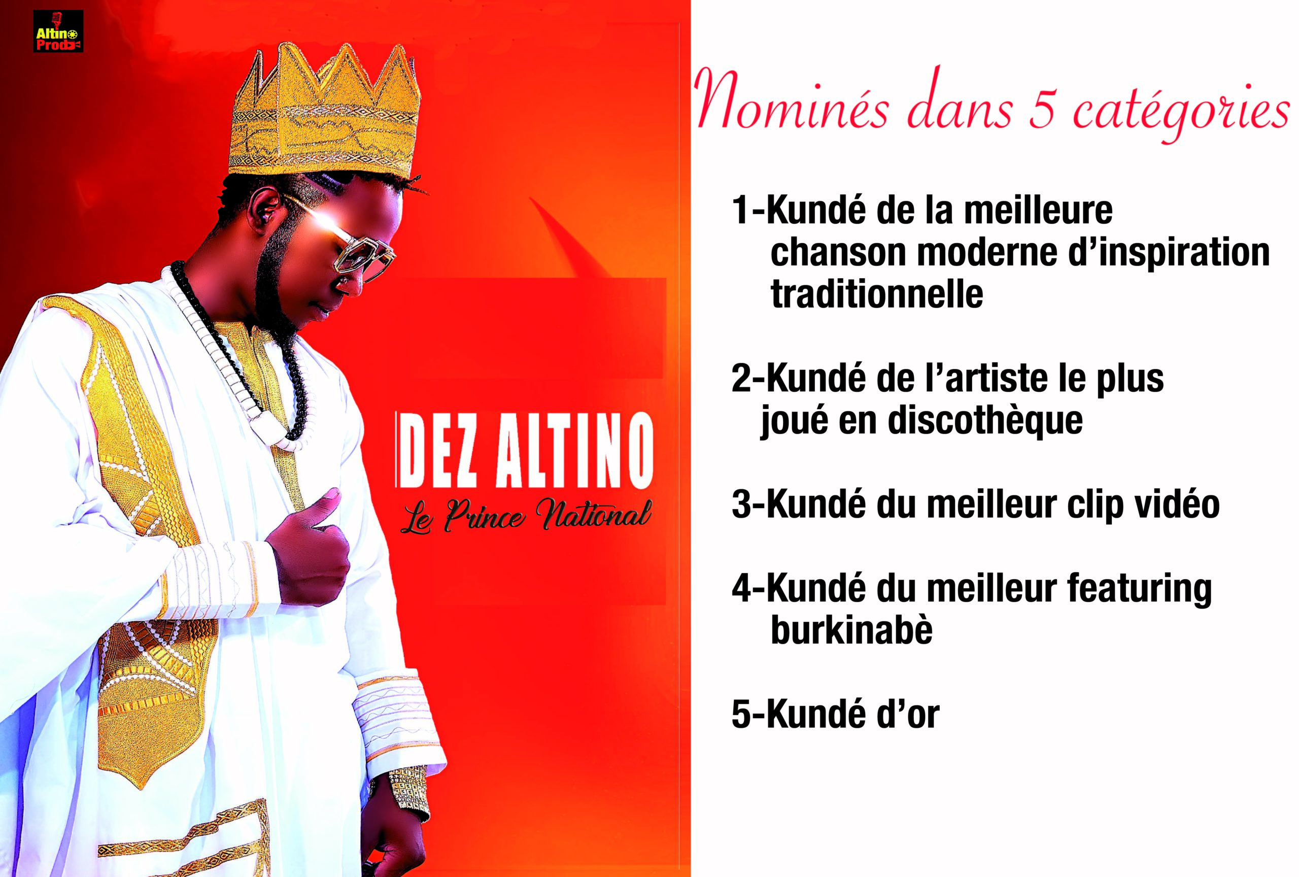  Kundé 2021 : L’album « Beogo » de Dez Altino nominé dans cinq (05) catégories